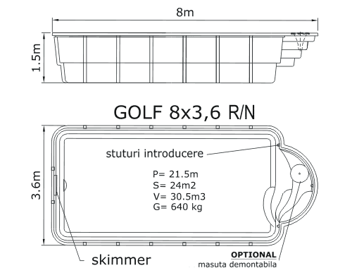 Piscina Golf  8 x 3,6 R
